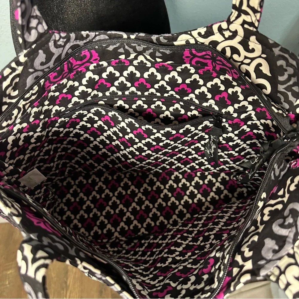 Vera Bradley Black White Gray and Pink Quilted Tote